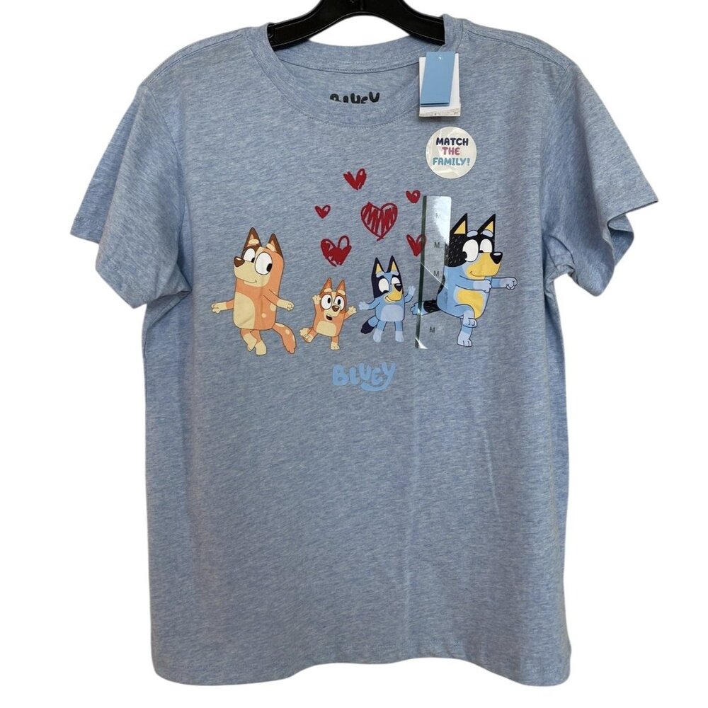 Bluey T Shirt Womens Size Medium Valentines Day Hearts‎ Cartoon Short Sleeve